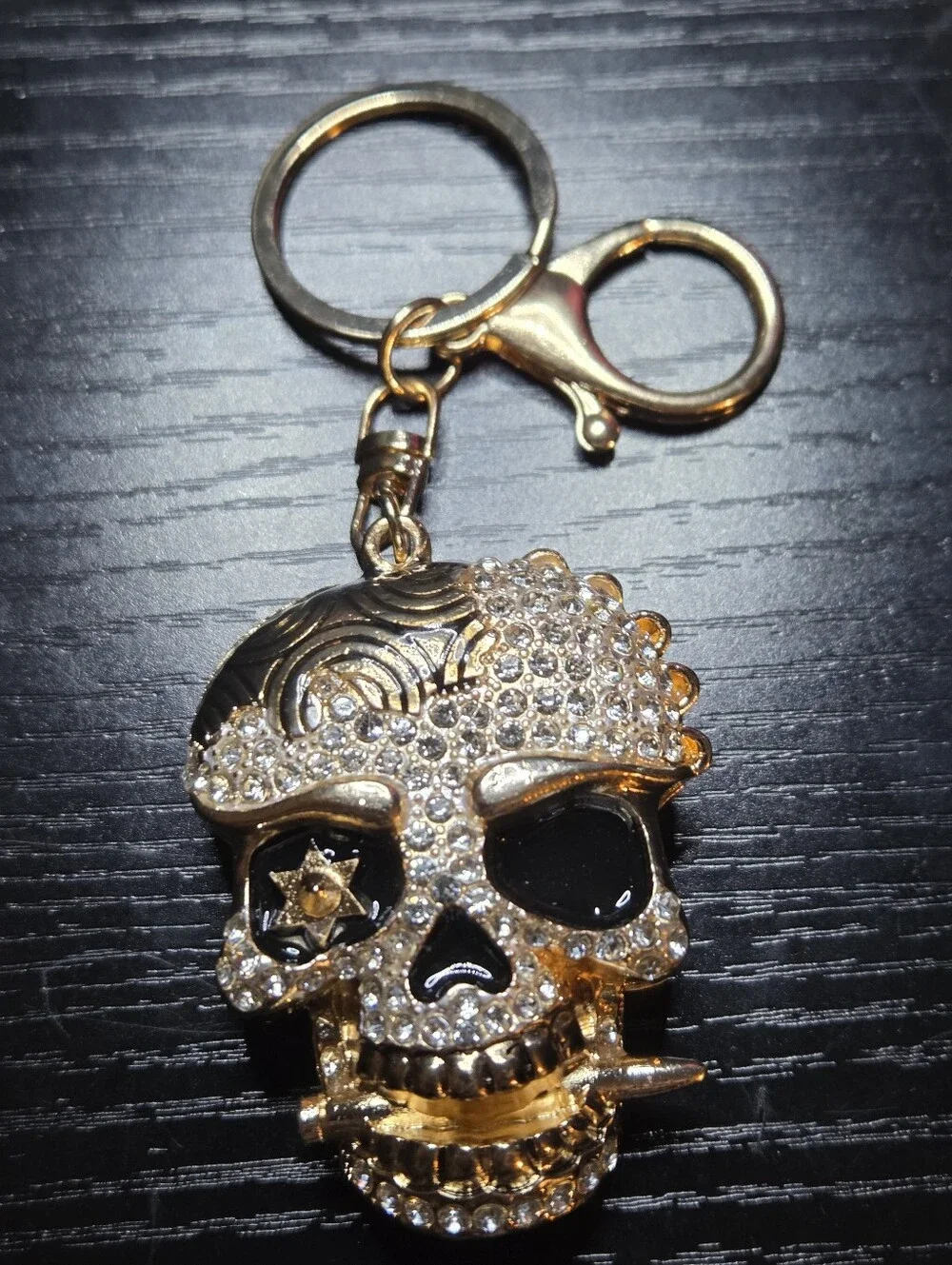 Gold Crystal Skull Keychain/Bag Charm